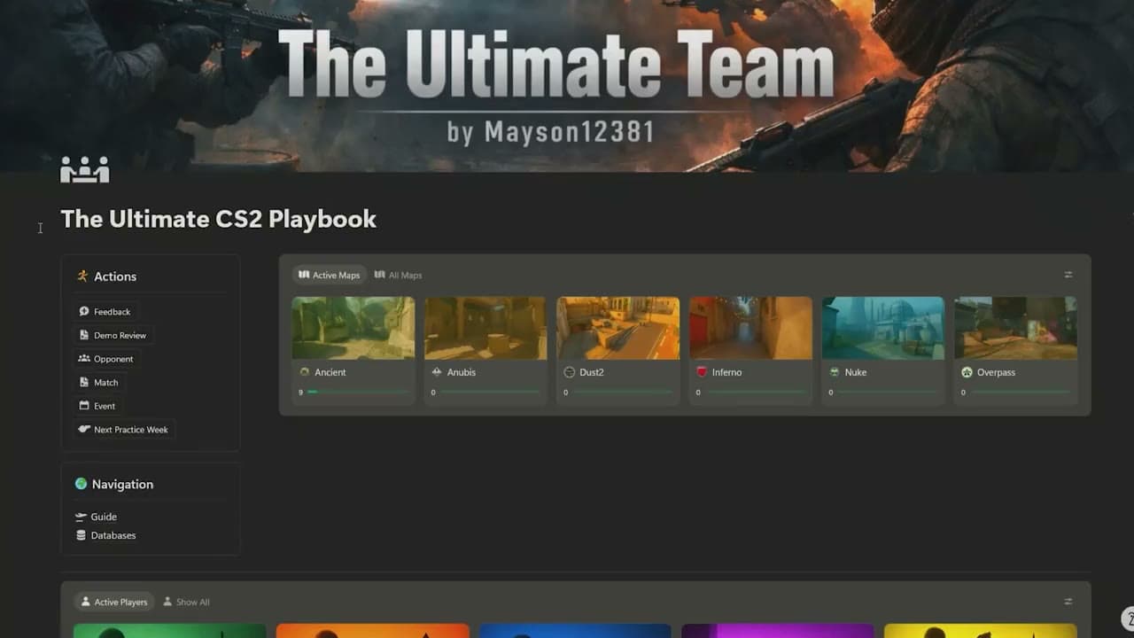 The Ultimate CS2 Playbook Notion template, team workspace overview